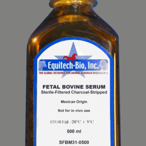 SFBM31 -- Sterile Filtered Fetal Bovine Serum, Charcoal Stripped, USDA Approved Mexican Origin
