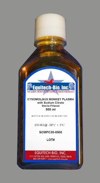 SCMPC35 -- Sterile Filtered Cynomolgus Monkey Plasma with Sodium Citrate