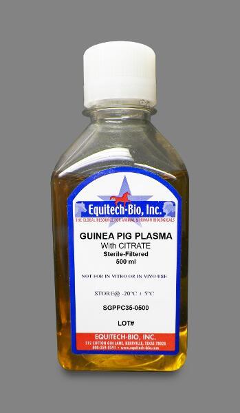 SGPPC35 -- Sterile Filtered Guinea Pig Plasma with Sodium Citrate